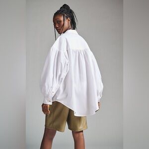 Anthropolige Pilcro Oversized Poplin Shirt Women's Size XS White Buttondown